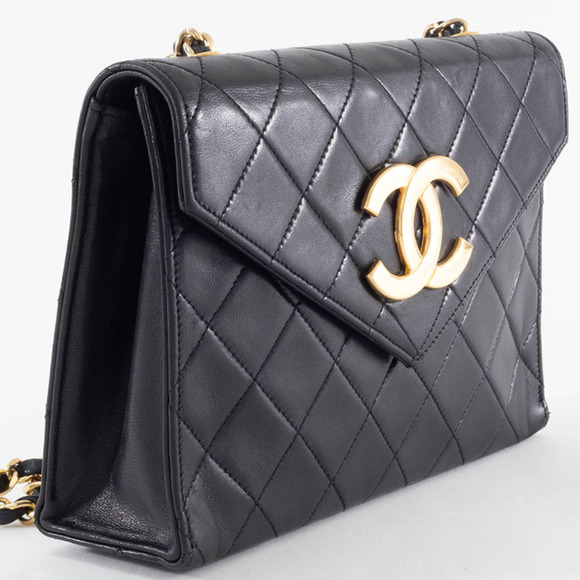 Chanel Matelasse Black Chain Shoulder Bag, Lambskin Leather, Women's, Black, ... - Picture 8 of 16